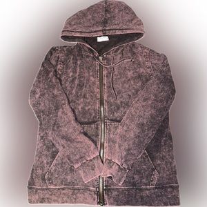 Mineral washed maroon/purple zip hoodie